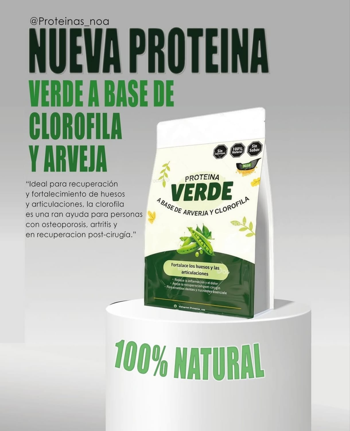 Proteína verde a base de clorofila y arveja